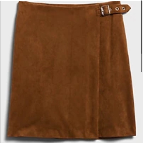 Banana Republic Wool Faux Wrap Skirt Tan Brown Fall Size 10 - Picture 3 of 12